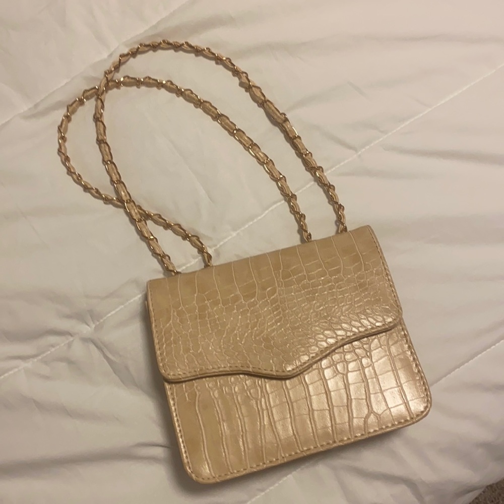 Tan and Gold Shoulder Purse